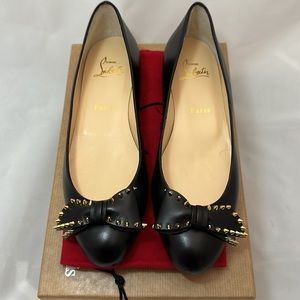 New Christian Louboutin Ballalarina Leather Ballet Flats Shiny/Calf Sz 37.5 💕